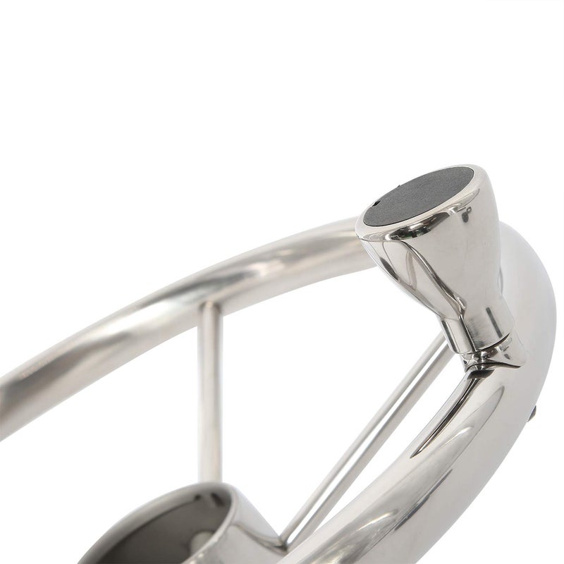 NovelBee 5 Spoke Dia.13-1/2" Stainless Steel Boat Steering Wheel with Control Knob and Cap - Image 4